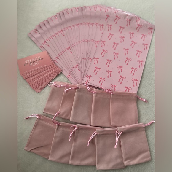 Other - SMALL Pink Bows Poly Mailers 6x9 & Shipping Essentials Set